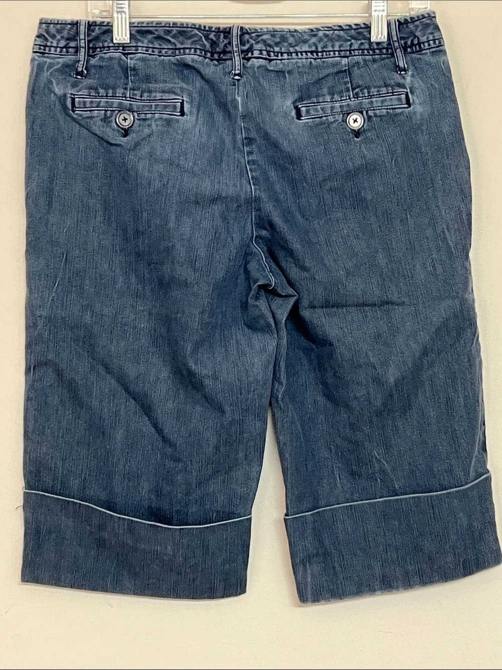 🌞 Gap Vintage 90s y2k Blue Denim Bermuda Shorts with a big cuff women size 12